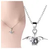 Chaînes Aile Ruban Luxueux Ange Cristal Pour Femmes Pendentif Collier Fille Femmes Colliers Longs