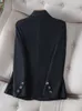 Abiti da donna Blazer Arrivo Blazer formale da donna scozzese nero rosa Cappotto da giacca da lavoro da lavoro da donna a maniche lunghe con bottone singolo femminile 230320