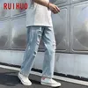 Männer Jeans RUIHUO Gerade Mann Streetwear Denim Hosen Männer Hosen Slim Fit M-3XL 2023 Herbst Ankünfte