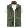 Mäns västar Summer Thin Outdoor Quickdrying ärmlös jacka POGRAFI Fiske MultiCocke Casual Men Vest Army Green Khkai Workwear 230320