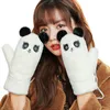 Five Fingers Gants Femmes Fuzzy Plush Full Finger Cartoon Panda Broderie Warm Mitten MXMB