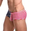 Onderbroek 3 stcs/veel sexy heren boksers shorts Amerika vlag stripe geprinte boksershorts bugle pouch slipje slip homme tunks calzoncillos