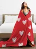 Blankets Happy Valentine Day Heart Red Soft Throw Blanket Lightweight Warm Flannel Fleece Blanket for Couch Bed Sofa Travel Camping 230320