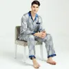 Men's Sleepwear Mens Silk Satin Pajamas Set Pajama Pyjamas Set Sleepwear Loungewear M L XL XXL 3XL 230320