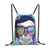 Shopping Bags Gym Bag Travel Drawstring Skull Headphones Hat Love Heart Glasses Outdoor Sport Backpack For Training Swimming Fitness