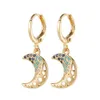 2Pairs Dangle Exaggerated Luxury Moon Pineapple Drop Earrings Rhinestone Earrings For Women Jewelry Golden Boho Vintage Earrings