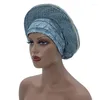 Roupas étnicas já fizeram da Nigeria Auto Gele Diamonds Ready African Headtie Fashion Film Wheff Head Cap Cap Muslim Hijab Turban Party