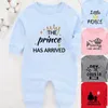 Rompers De prins is aangekomen winter babyjongen kleren geboren romper katoenen babymeisje pography outfits lange mouwen baby's kostuum 230320