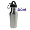 Water Bottles 500/750/1000ml Portable Stainless Steel Drinking Water Bottle With Carabiner For Yoga Camping Hiking Fishing Mountaineering 230320