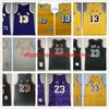 Maglie da basket # 13 cucite Retro # 23 e # 32 1971-72 1991-92 Maglia da città nera gialla viola bianca