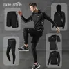 Outdoor T-Shirts 5 PcsSet Men's Tracksuit Gym Fitness Compression Sports Suit Clothes Running Jogging Sport Wear Exercise Workout Tights 230317