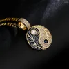 Pendant Necklaces Chinese Style Niche Copper Plated 18K Gold Zircon Yin And Yang Gossip Tai Chi Necklace Jewelry For Women