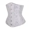 Bustiers & Corsets XL Corset Spiral Steel Jacquard Floral 6XL Black And White Ladies Suit