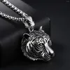 Colares pendentes megin d aço inoxidável titânio hip hop punk animal tigre tigre colar de cabeça colar para homens para homens casal jóias de presente