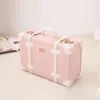 Suitcases Fashion Floral PU Travel Bag Rolling Luggage sets 13" inch Women Retro Trolley Suitcase with Universal Wheels 230317