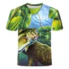 Мужские рубашки сбрасывают Schip Vissen Tshirt Casuall Stijl Digitale Vis Korte Mouwen O-Hals 3D-принте