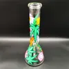 35CM 14 Inch Handy Bong Glass Bong Water Pipe 3D Colorful Flower 9MM Thickness Red Smurf Glass Bongs Thick Beaker Smoking Bubbler Dab Rig