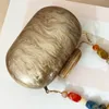 Bolsos de noche marca moda cartera mujer acrílico lindo redondo lujo mármol sólido marrón bolso boda Vintage Casual embrague 230317