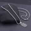 Anhänger Halsketten Fongten Namensschild Halskette Zirkon Edelstahl Vintage Charm Schild Herrenschmuck