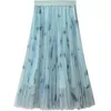 Rokken 2023 Zomer Hoge taille Slim A-lijn Women Koreaanse elegante print Chiffon Faldas Mujer Vintage Sweet Midi Rok