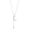 Pendant Necklaces Beautiful Moon And Star Five-pointed Silver Plated Jewelry Personality Crystal Exquisite Gift Women XL229