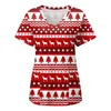 Kvinnors T -skjortor Casual Floral for Women Womens Christmas Print Short Sleeve Pocket V Neck Overall S Shirt S