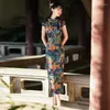 Ethnic Clothing Summer Improved Cheongsam Vintage Long Dress Thin Chinese Style Elegant Young Girl Dresses Flower Qipao