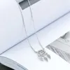 Hänge halsband kreativa mode dröm catcher blad silver pläterad smycken personlighet runt kristall ihålig h456