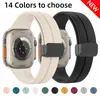 Kauçuk Manyetik Kayış Apple izle ultra bant 44mm 45mm 49mm 40mm 41mm 42mm 38mm 14 renk Moda Silikon Bilezik iWatch Serisi 7 8 se 6 5 3 Bantları