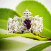 Bröllopsringar Lingmei Drop Gorgeous Crown Shaped Princess Jewelry Multi Sea Blue Zircon Silver Color Ring Size 6 7 8 9 10 11Wedding