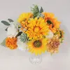 Dekorative Blumen verpackt im europäischen Stil für Hochzeit, Party, künstliche Blumen, Geschenkbox, Vorschlag, Braut mit Sonnenblume, selbstgemacht, handgefertigt