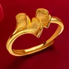 Gioielli oro sfumati con gradati placcati Woman Acciaio inossidabile Accessori designer per donne Ginkgo Foglia aperta Open Mouth Women's Ring YW0003425