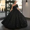 Feestjurken 2023 Sparkly glitter pailletten prom een ​​schouder zwarte baljurk kralen avondjurken vestido de fiesta formele jurk