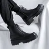 Laarzen Italiaans merk Designer Platform Boots For Men Fashion Square schoenen Cowboy Echte lederen boot knappe motorfiets Botas Man 230320