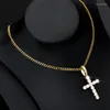 Pendant Necklaces Punk Cross Necklace For Women Men Shining Cubic Zirconia Egyptian Style Curb Catholic Jesus Jewerly Gifts