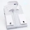 メンズカジュアルシャツ品質メンフレンチカフリンクシャツ隠しボタンメンズシャツ長袖カジュアルスリムフィットカフドレスシャツカフリンクス付き230320