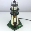 Bordslampor Creative Retro Stained Glass Tower Light Button Type Dekorativa armaturer El Hem Hem Desk Lamp Belysningsrum