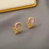 Stud Earrings Elegant Crown Flower For Women Girl Red Pink Round Opal Female Earring Retro Ear Ring Jewelry Accesorios 2023 BFF