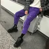 Men's Pants Men Streetwear Cargo Pants Overalls Mens Baggy Hip Hop Joggers Pants Pockets Harem Pants Purple Sweatpants Korean 230320