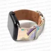 Designer Smart Watch-remmar för Apple Watch-band Series 8 2 3 4 5 6 38mm 42mm 49mm PU Läderprägling Original Monogram AP Klockarmband Mode Bling Kvinnor Present