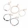 5 stcs boho geometrische armbandarman sets voor vrouwen vintage hartblad charmes zwarte kralen kettingarmbanden sets sieraden geschenken