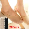 Kvinnors strumpor 20pairs 40st Sock Slippers Invisible Footsies Shoe No Show for Girls Summer Anti- Slip Boat