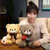 26/36cm Kawaii Bow Teddy Bear Plush Toys Stuffed Soft Bear Holding Rose Heart Appease Doll Toys for Children Girls Lovers Gift