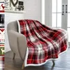 Blankets Plaid Sherpa Blanket Throw Red Black Checkered Flannel Fleece Blanket for Couch Bed Fluffy Warm Soft Christmas Plush Microfiber 230320