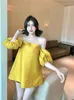 Women's Blouses Kimotimo One Shoulder Puff Slevee Shirts Women 2023 Gentle Loose A Line Tube Top Korean Girl Backless Solid Party Blouse