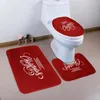 Carpets Christmas Bath Mat WC Toilet Seat Cover Toilette Tapa Inodoro Decoration Bathroom Commode Bowl