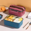 Geschirr-Sets 2/3 Gitter 304 Edelstahl Thermo-Lunchbox Küche Aufbewahrungsbehälter Tragbarer Outdoor-Bento-Träger Camping