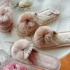 Slippers High Quality Fringe Furry Tassel Ball French Court Style Indoor Home Shoes Lady Women Flat Sole Nonslip Spring Autumn 230320