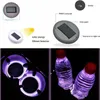 Tovagliette 2pc Car LED Light Cup Holder Bottom Mat Water Drinking Pad Automotive Interior Atmosphere Lights Lamp Solar Energy