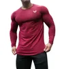 Men's T-Shirts Long Sleeve Tshirt Men Solid Color Cotton T-shirt Bodybuilding Underwear Shirts Spring Jogger Sports Muscle Exercise 3XL 230317